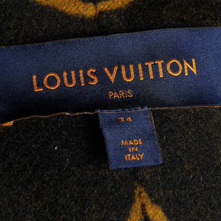Pre Owned Louis Vuitton Black Wool Monogram Hooded Wrap Coat S