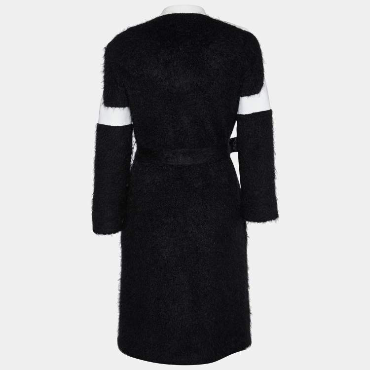 Pre Owned Louis Vuitton Black Mohair & Wool Belted Coat XS