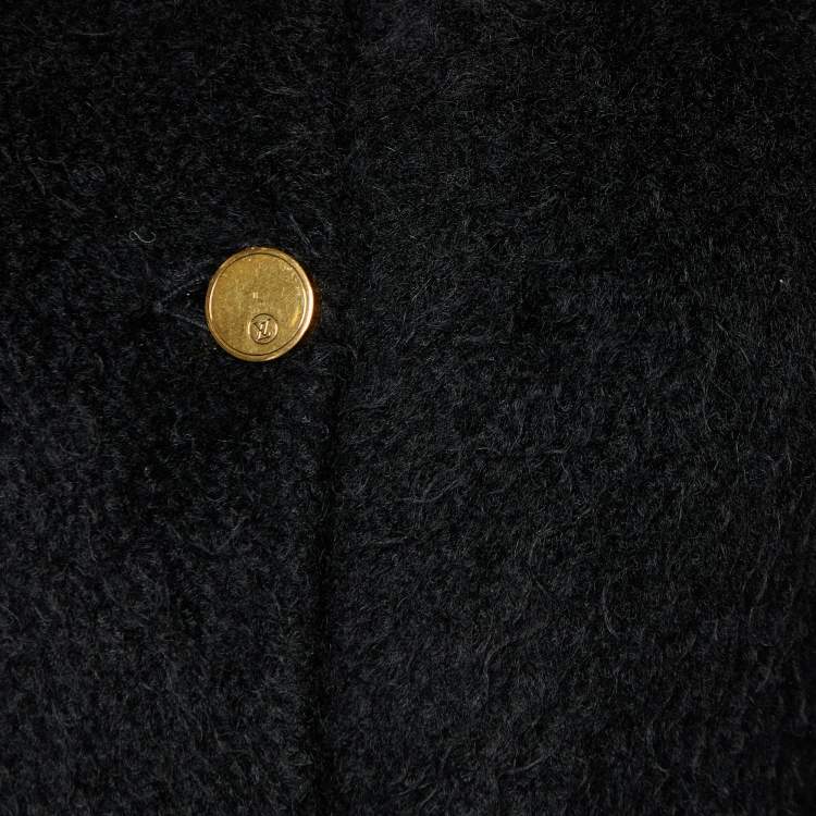 Pre Owned Louis Vuitton Black Mohair & Wool Belted Coat XS