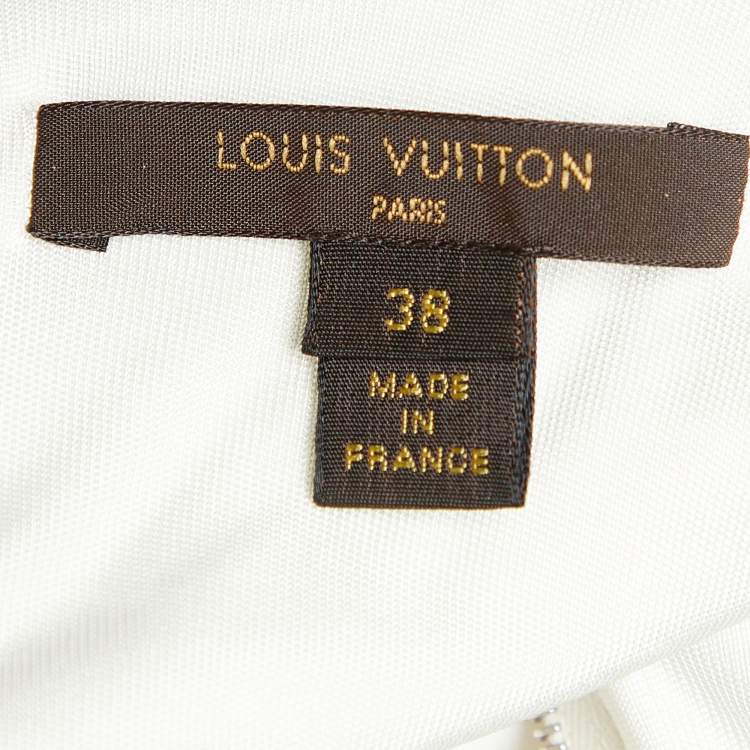Pre Owned Louis Vuitton White Graphic Printed Jersey Long Sleeve Top M