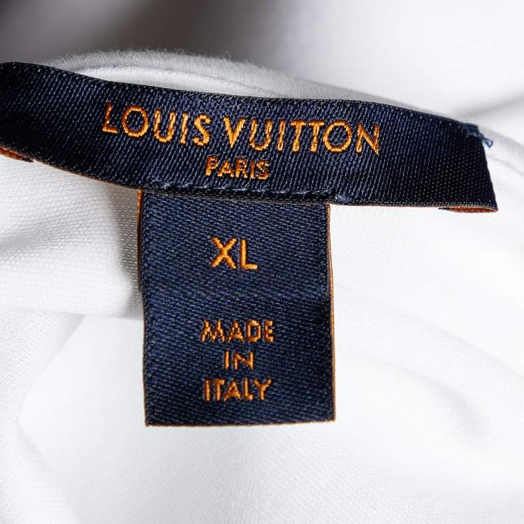 مملوكة مسبقًا Louis Vuitton White Cotton Knit LV Stamp T-shirt XL