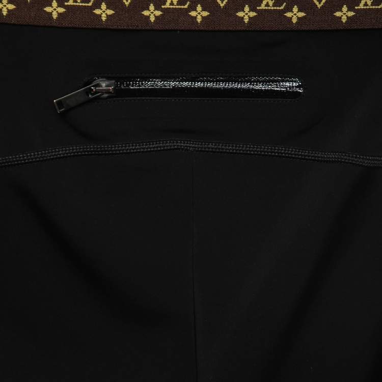 Pre Owned Louis Vuitton Black Neoprene Monogram Elastic Waist Leggings S