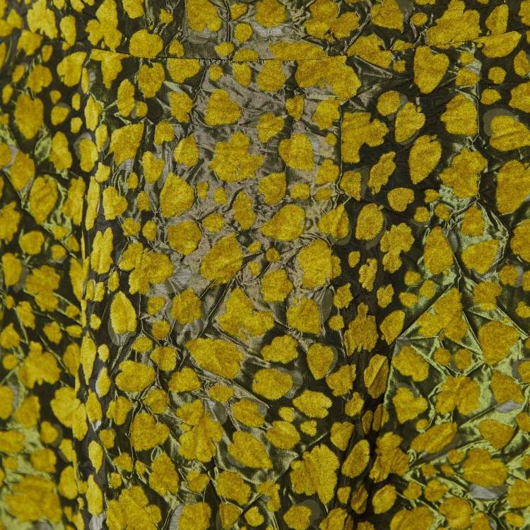 Pre Owned Louis Vuitton Yellow Metallic Devore Midi Skirt S