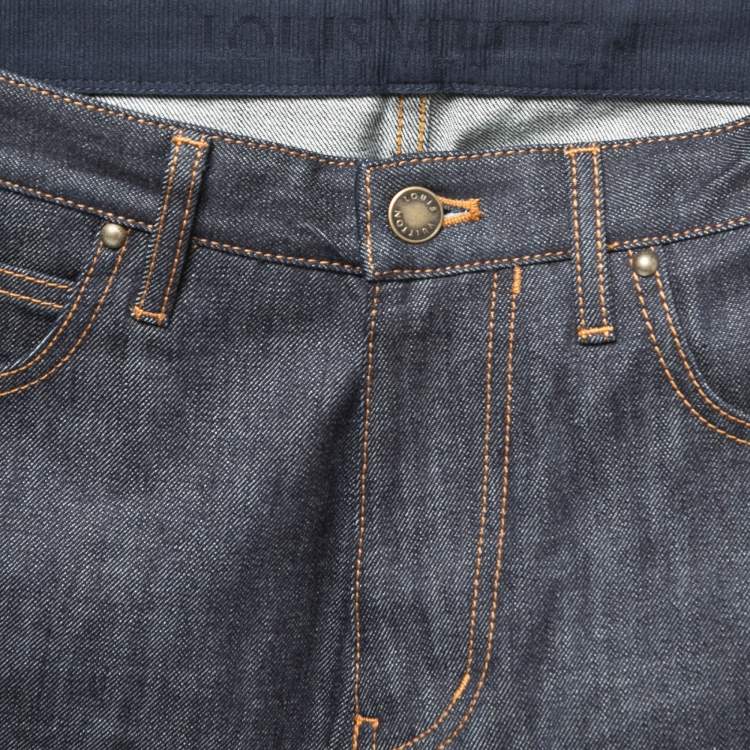 Pre Owned Louis Vuitton Dark Blue Denim Straight Leg Jeans M Waist 33"