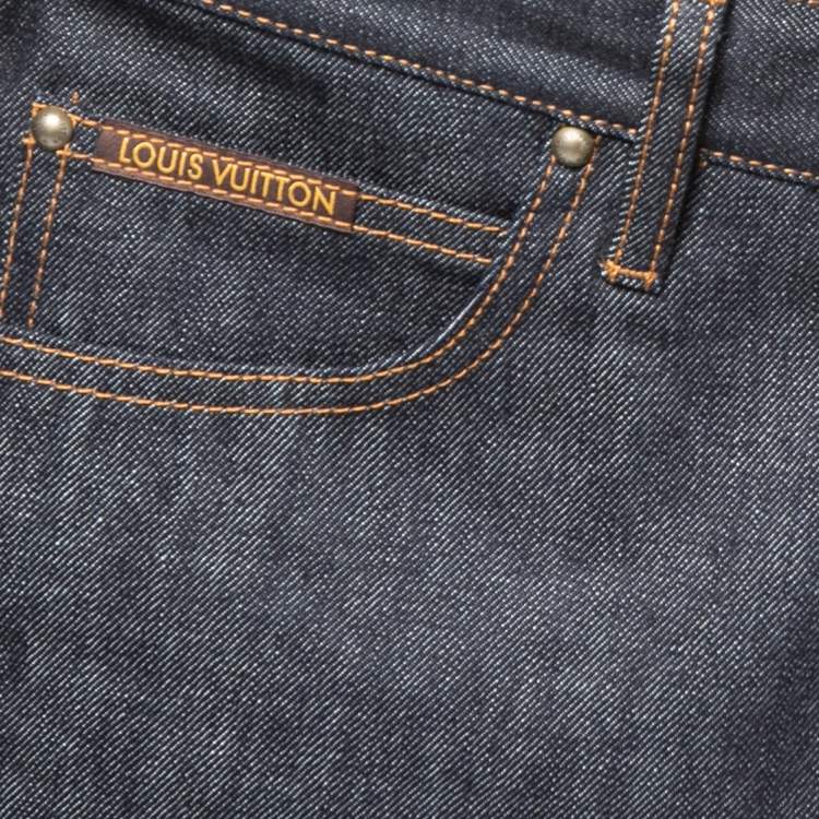 Pre Owned Louis Vuitton Dark Blue Denim Straight Leg Jeans M Waist 33"
