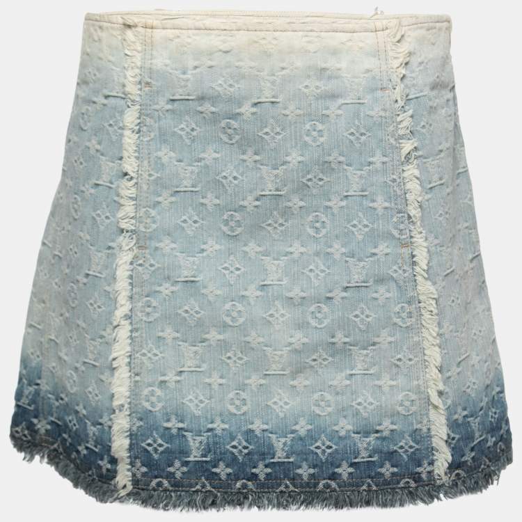 Louis Vuitton Blue Monogram Ombre Effect Jacquard Denim Mini Skirt M Louis  Vuitton