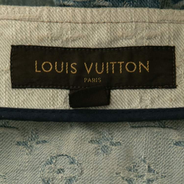 Pre Owned Louis Vuitton Blue Monogram Ombre Effect Jacquard Denim Mini Skirt M
