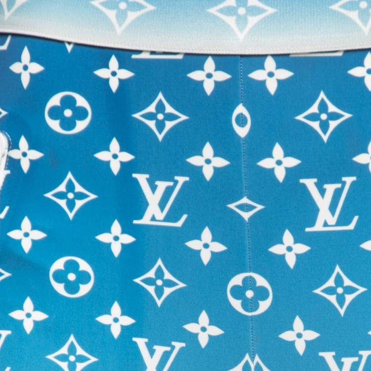 Pre Owned Louis Vuitton Blue Lagoon Monogram Knit Leggings M