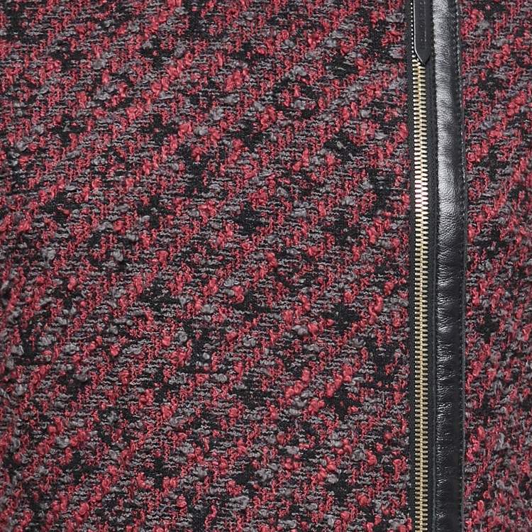 مملوكة مسبقًا Louis Vuitton Burgundy Tweed Long Coat S
