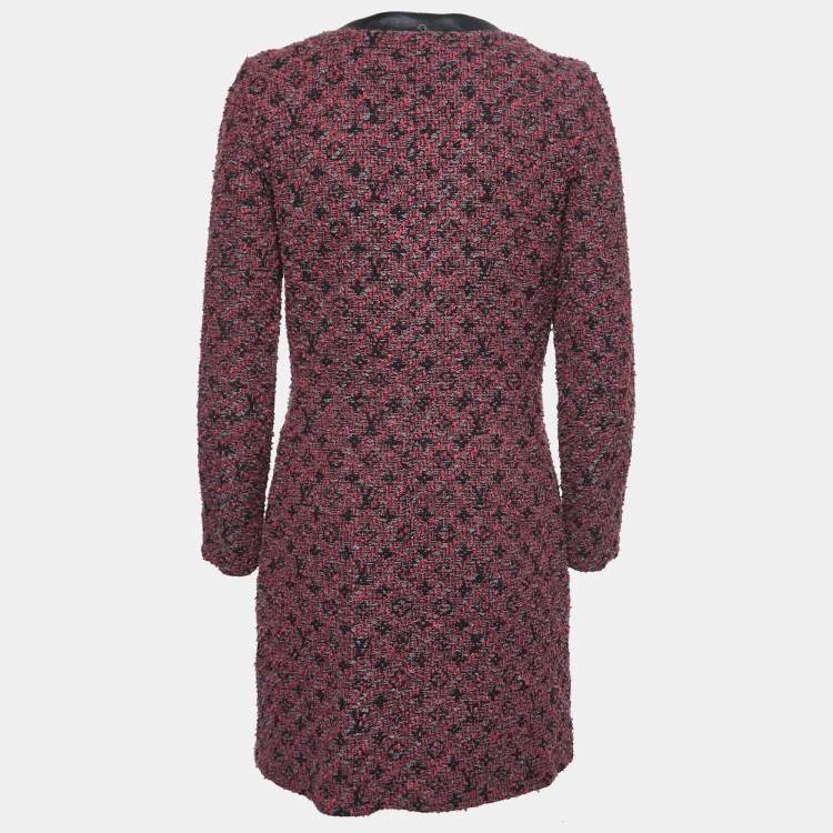 مملوكة مسبقًا Louis Vuitton Burgundy Tweed Long Coat S