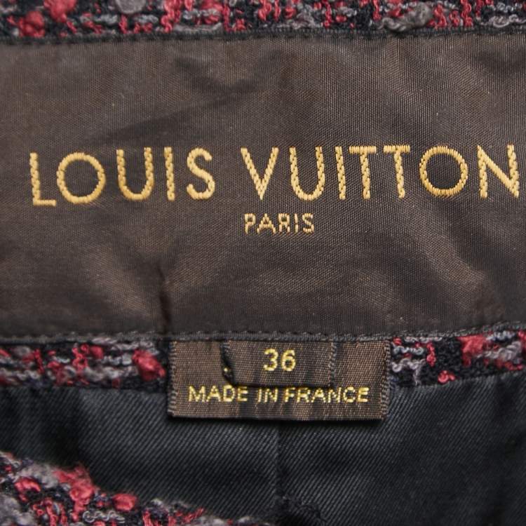 مملوكة مسبقًا Louis Vuitton Burgundy Tweed Long Coat S