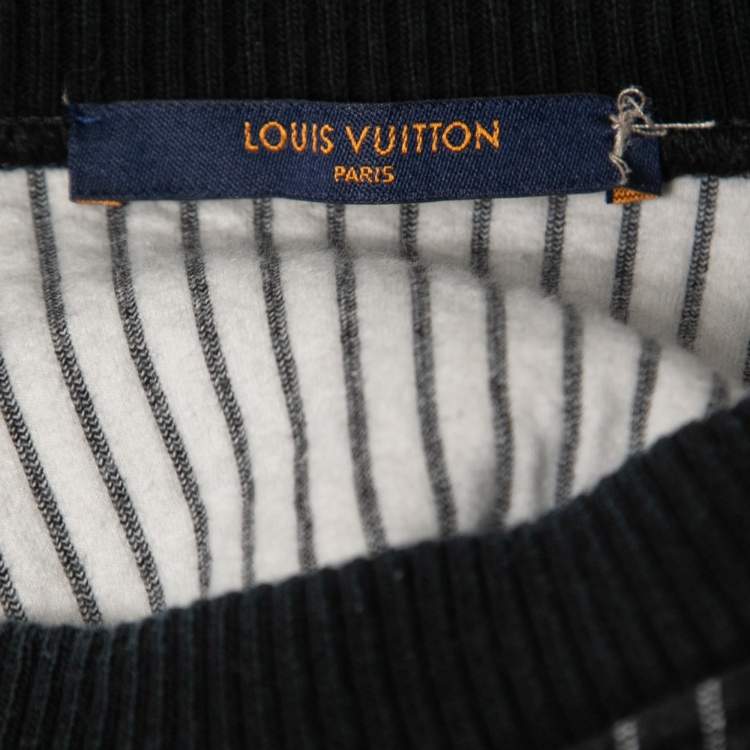 Pre Owned Louis Vuitton Black Cotton Quilted 3D Chain Effect Sweatshirt XS