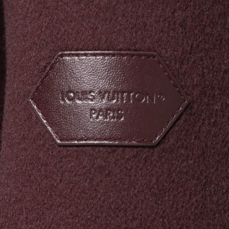 Pre Owned Louis Vuitton Burgundy Wool Monogram Belted Hooded Wrap Coat M
