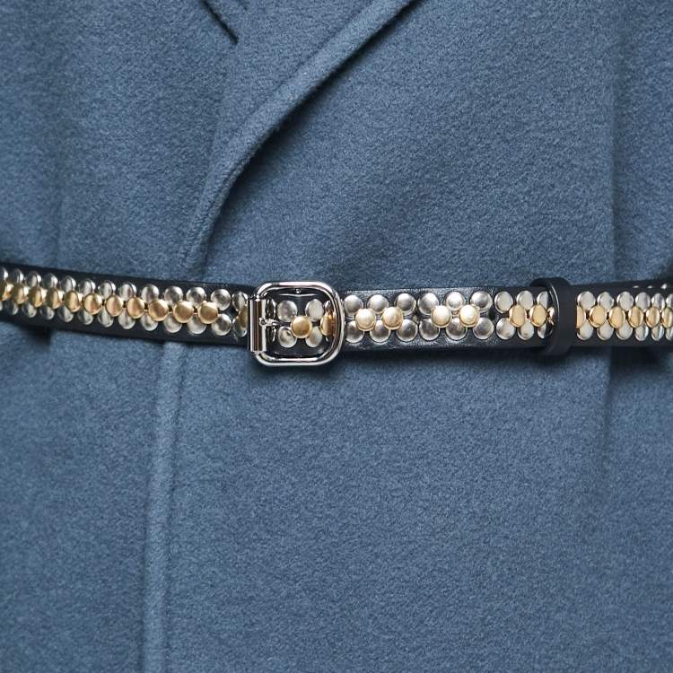 Pre Owned Louis Vuitton Dark Blue Wool & Silk Long Coat L