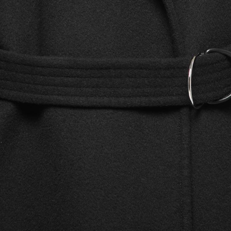 Pre Owned Louis Vuitton Black Wool Monogram Lined Trench Coat M