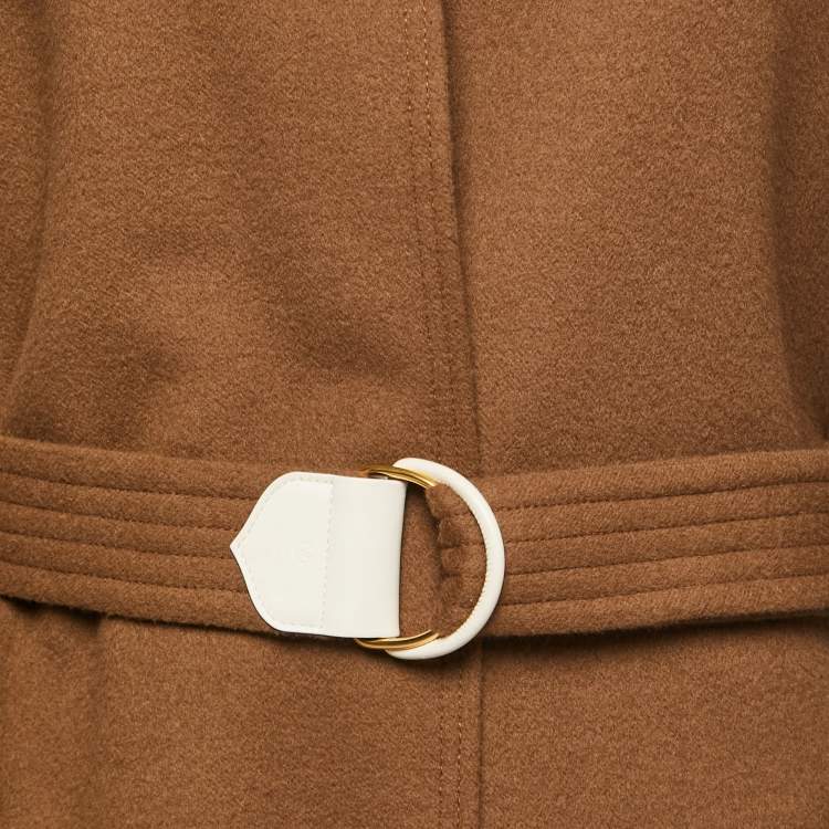 Pre Owned Louis Vuitton Brown Wool Monogram Belted Wrap Coat M