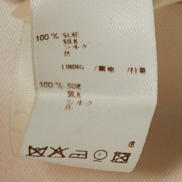 Pre Owned Louis Vuitton Cream Striped Silk Bow Detail Sleeveless Dress S