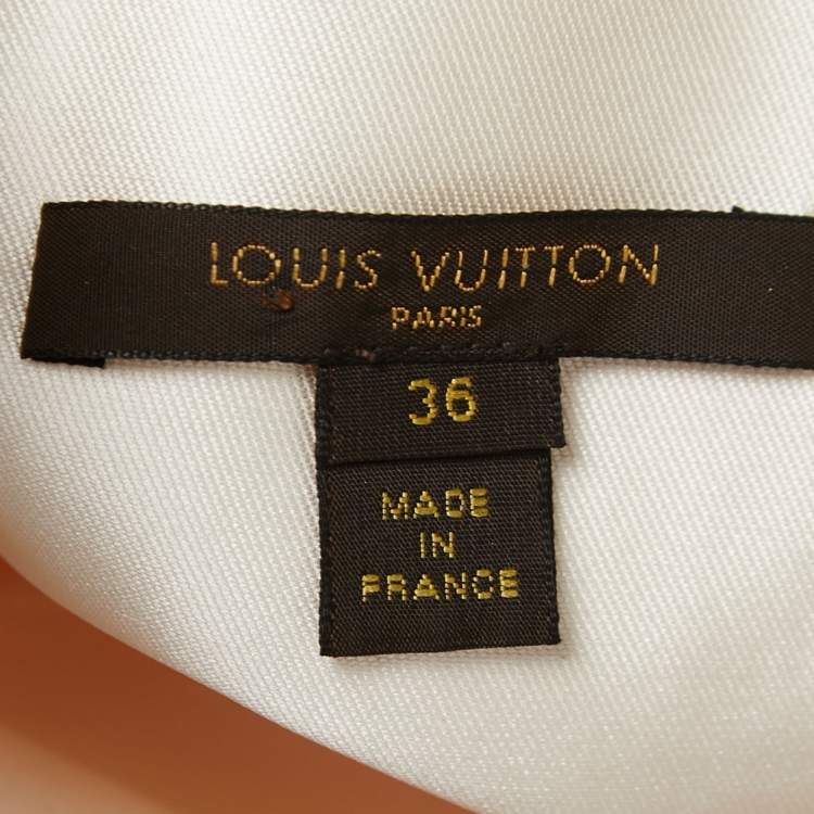 Pre Owned Louis Vuitton Cream Striped Silk Bow Detail Sleeveless Dress S