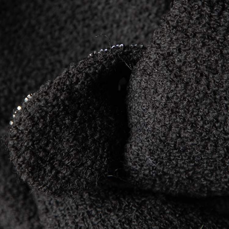 Pre Owned Louis Vuitton Black tweed Embellished Waist Detail Sleeveless Sheath Dress M