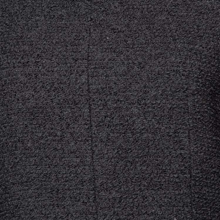 Pre Owned Louis Vuitton Black tweed Embellished Waist Detail Sleeveless Sheath Dress M