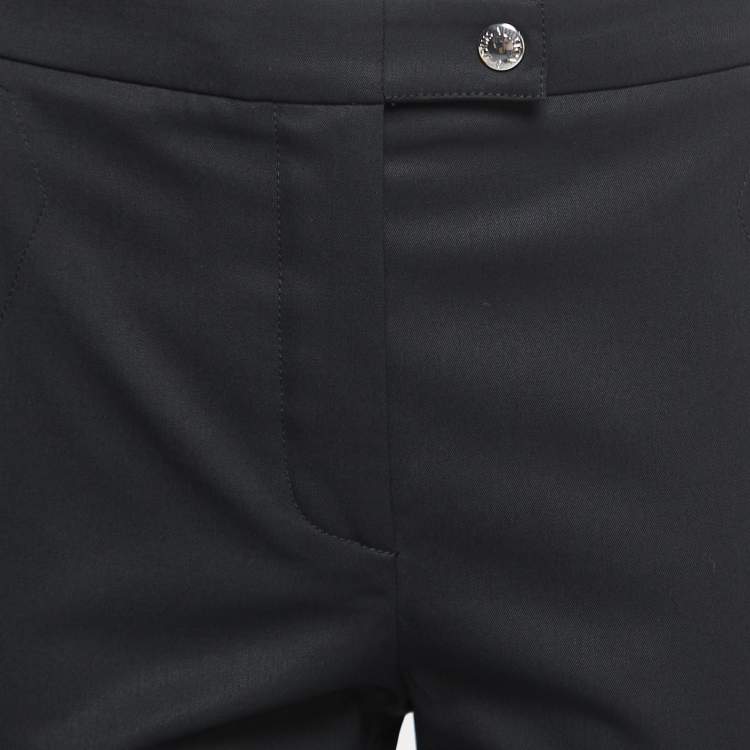 Pre Owned Louis Vuitton Black Crepe Wool Zip Detail Trousers M