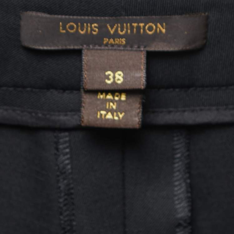 Pre Owned Louis Vuitton Black Crepe Wool Zip Detail Trousers M