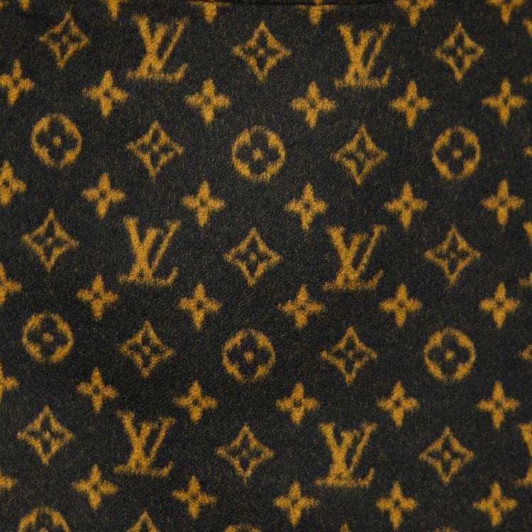 Pre Owned Louis Vuitton Black Monogram A-Line Wool Silk Mini Skirt S