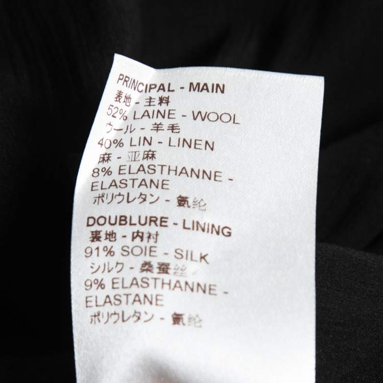 Pre Owned Louis Vuitton Black Wool and Linen Ruffle Detailed Long Sleeve Blouse M