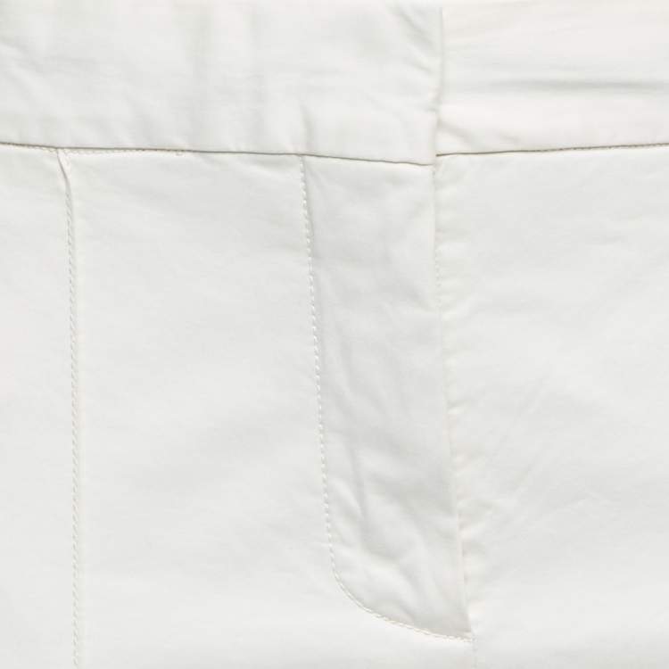 Pre Owned Louis Vuitton Off White Cotton Straight Fit Pants L