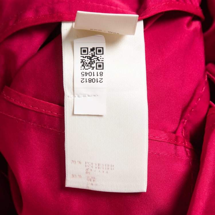 Pre Owned Louis Vuitton Pink Coated Silk Bow Detailed Elasticized Waist Top M