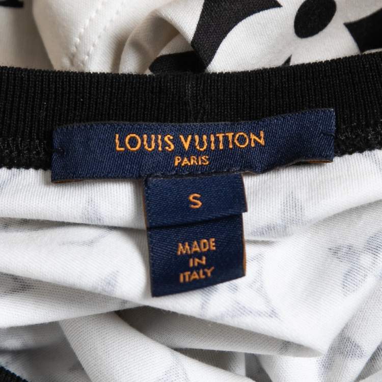 Pre Owned Louis Vuitton Black/Cream Monogram Cotton T-Shirt S