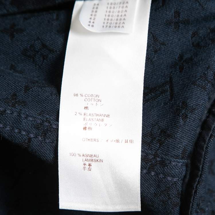Pre Owned Louis Vuitton Navy Blue Monogram Jacquard Denim Blazer M