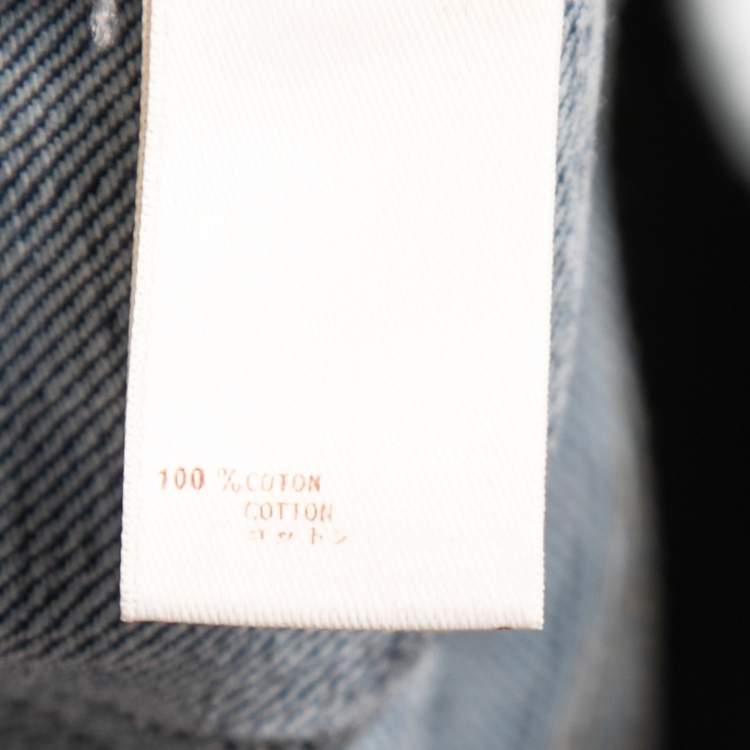 Pre Owned Louis Vuitton Blue Monogram Denim Straight Leg Jeans L Waist 34"