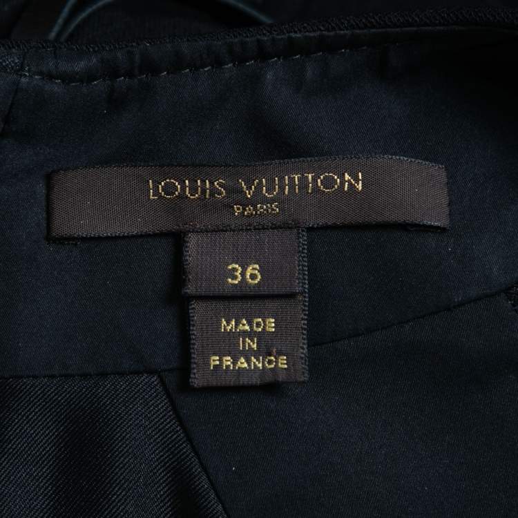 Pre Owned Louis Vuitton Black Crepe Cape Sleeve Short Dress S