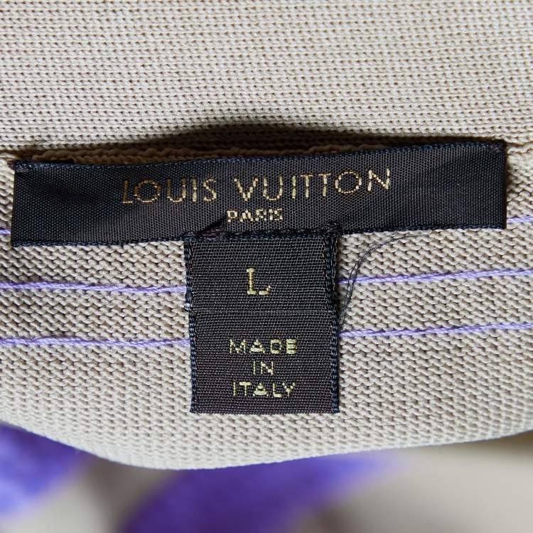 Pre Owned Louis Vuitton Beige Knit Striped Sequined Mini Skirt L
