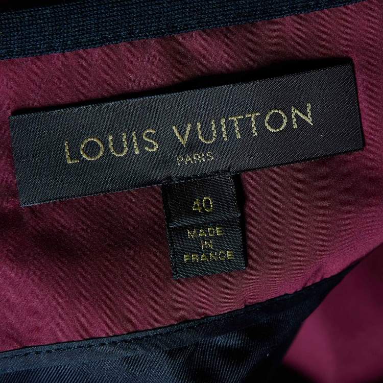 Pre Owned Louis Vuitton Burgundy Lurex Silk Midi Skirt M