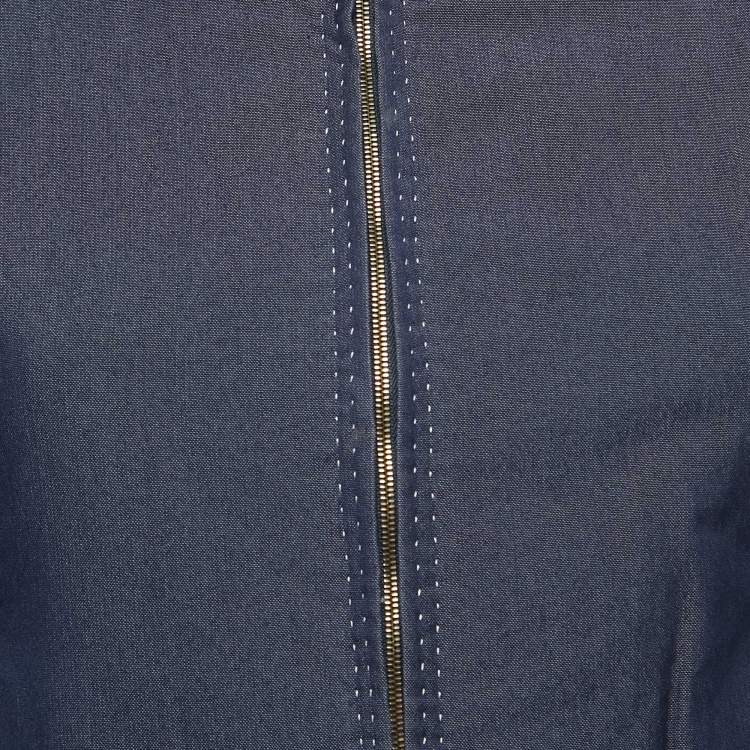 Pre Owned Louis Vuitton Blue Chambray Zip Front Jacket S