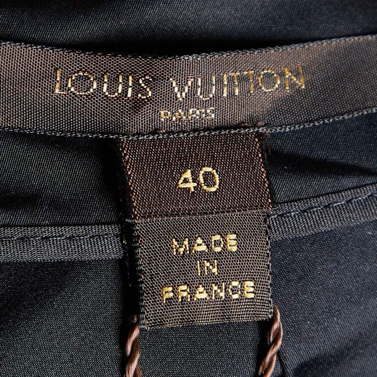 Pre Owned Louis Vuitton Black Silk Blend Bow Detail Top M