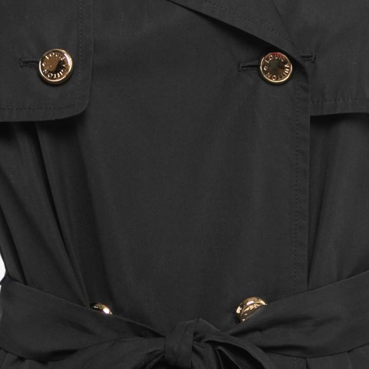 Pre Owned Louis Vuitton Black Cotton Double Breasted Belted Mini Dress L