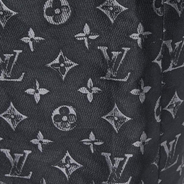 Pre Owned Louis Vuitton Black Logo Monogram Silk Blend Belted Trench Coat M