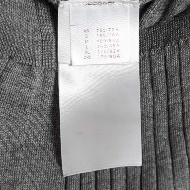 Pre Owned Louis Vuitton Grey Wool Rib Knit Button Front Cardigan M