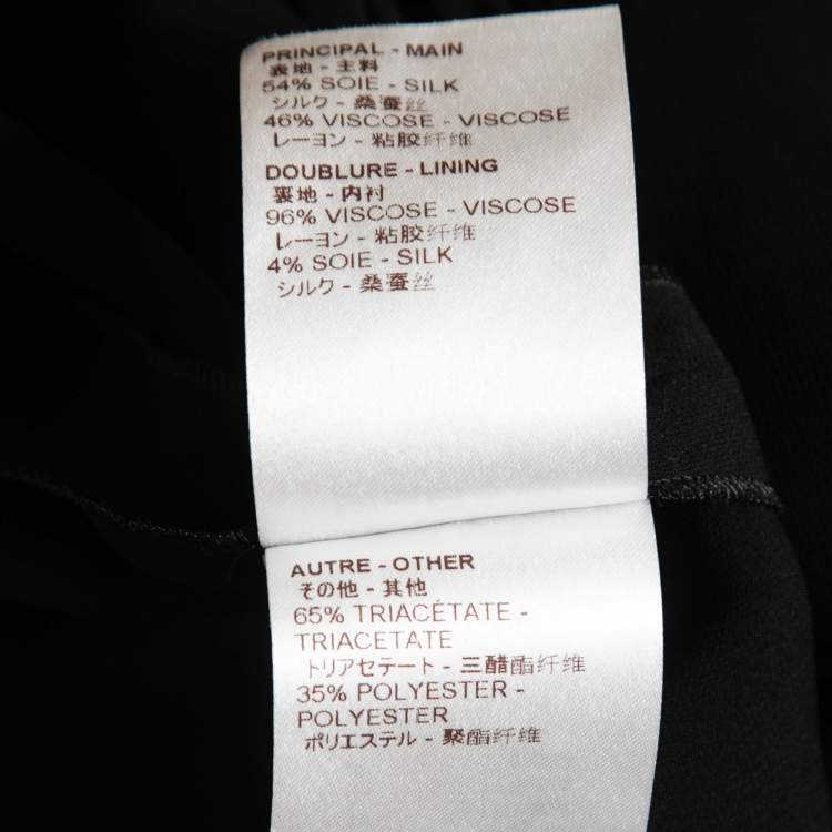 Pre Owned Louis Vuitton Black Silk Blend Trim Detail Midi Dress M