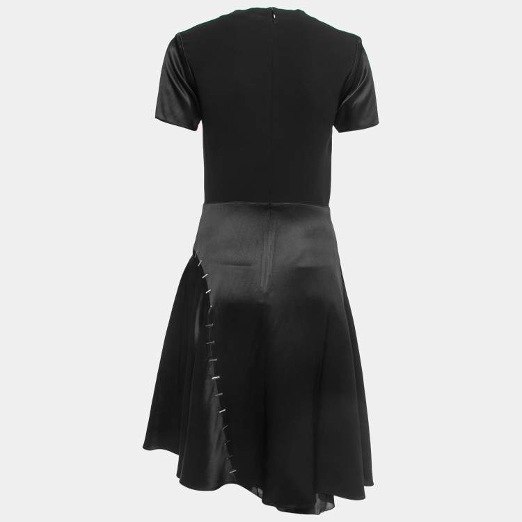 Pre Owned Louis Vuitton Black Silk Blend Trim Detail Midi Dress M