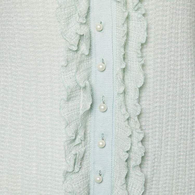 Pre Owned Louis Vuitton Light Green Cashmere & Silk Knit Cardigan XL