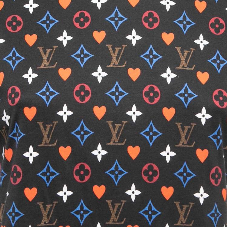 Pre Owned Louis Vuitton Black Logo Monogram Printed Cotton Knit Crewneck T-Shirt S