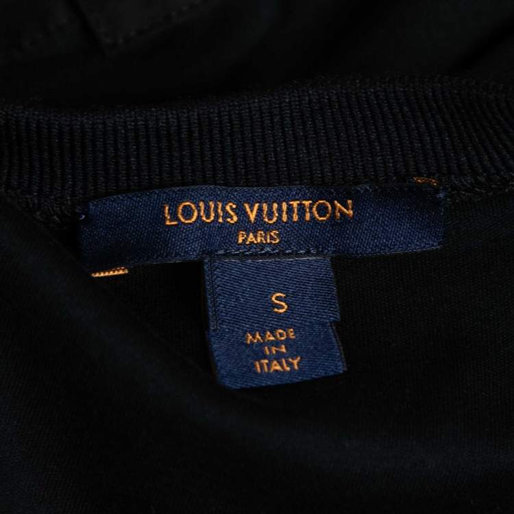 Pre Owned Louis Vuitton Black Logo Monogram Printed Cotton Knit Crewneck T-Shirt S