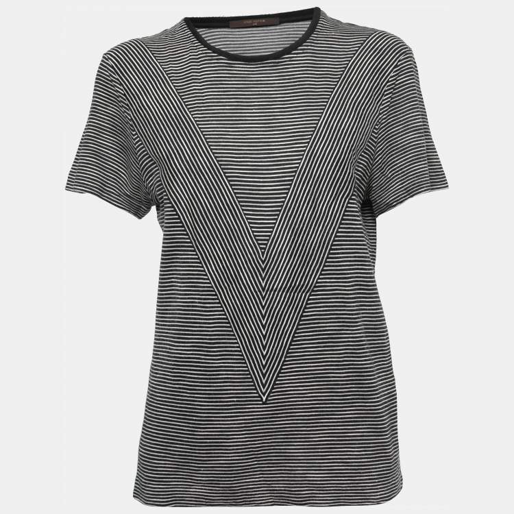 Louis Vuitton Black & White Striped Silk Knit T-Shirt XS Louis Vuitton