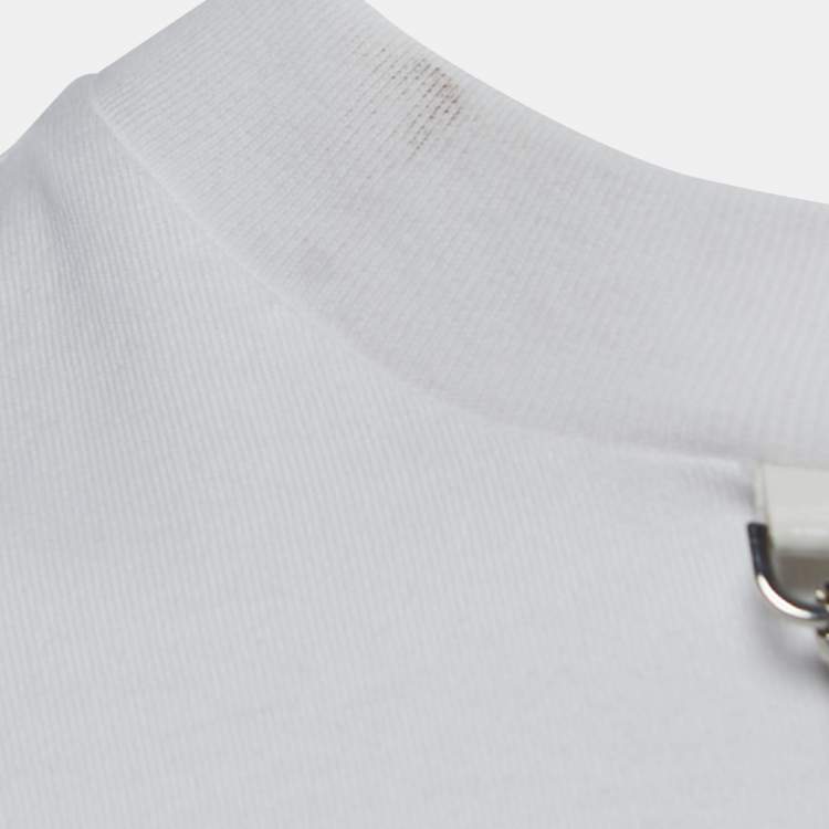 Pre Owned Louis Vuitton White Logo Patch Globe Print Cotton Crew Neck Half Sleeve T-Shirt XS