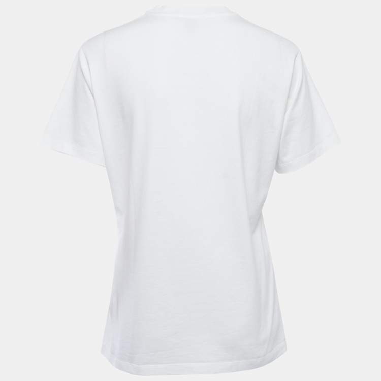 Louis Vuitton White Print Cotton Crew Neck Half Sleeve T-Shirt M