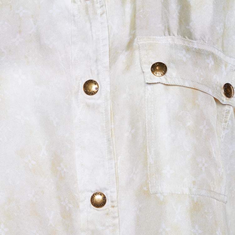 Pre Owned Louis Vuitton Yellow Silk Monogram Cloud Masculine Shirt M